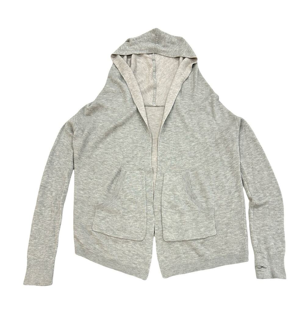 Lululemon Cabin Yogi Wrap Sweater Size 4 Gray & Pink Boolux Cashmere Blend Knit